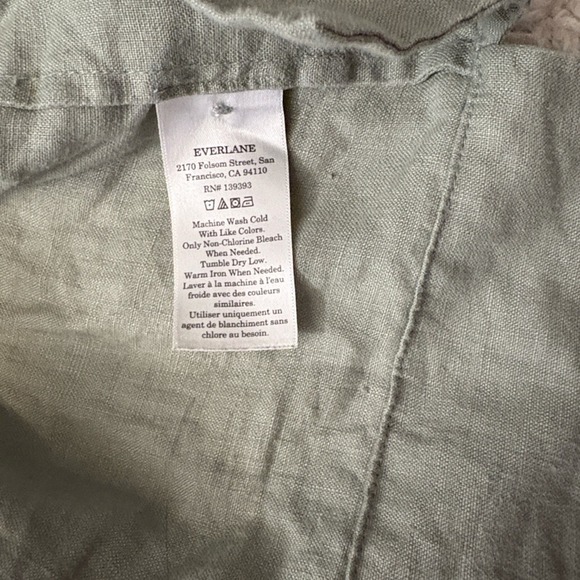 Everlane Linen Button Down Shirt Women's M Sage Green 100% European Flax - Picture 8 of 11